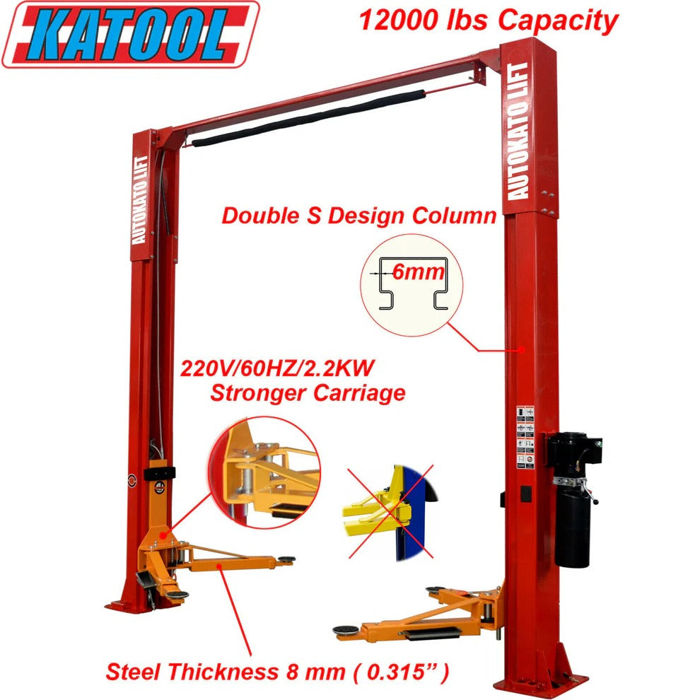 KT-M120 12,000lbs Two Post Clear-floor Vehicle Lift